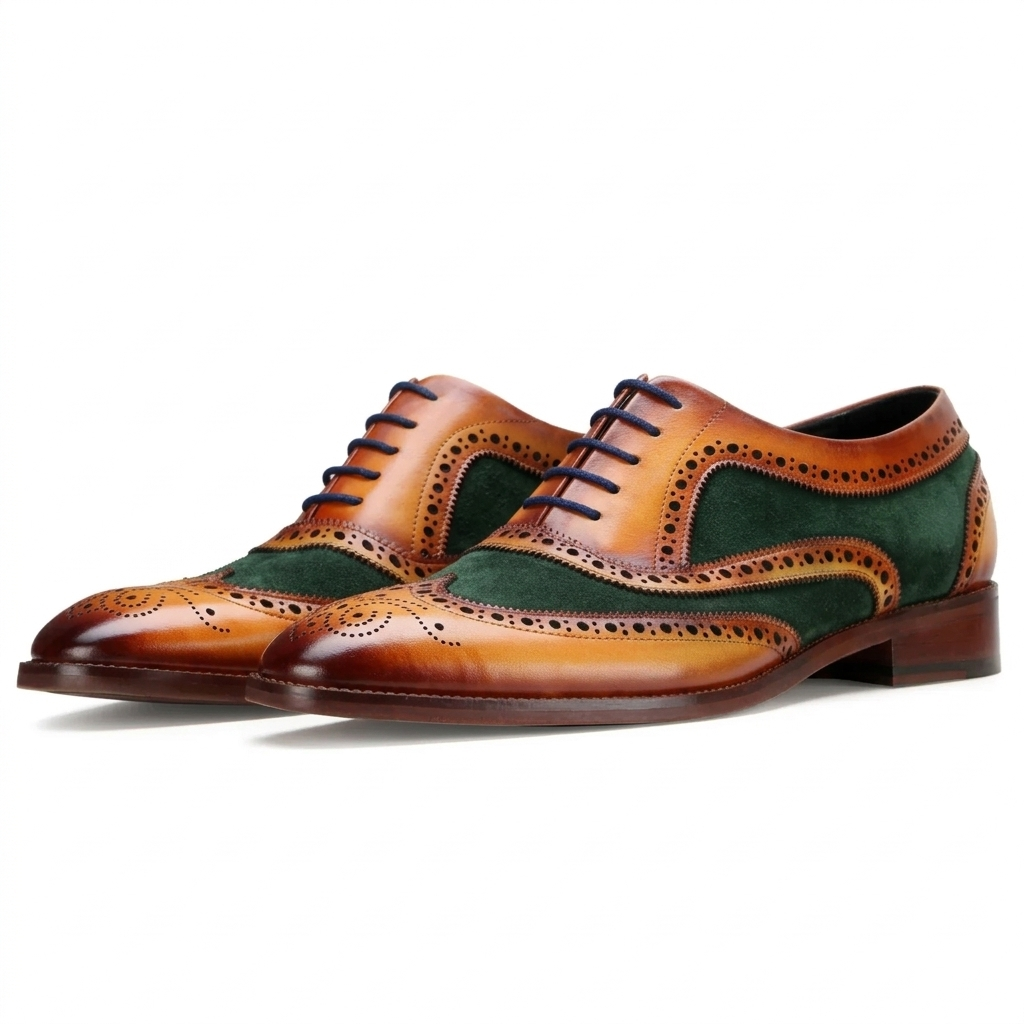 TanGreen Wingtip London Brogues