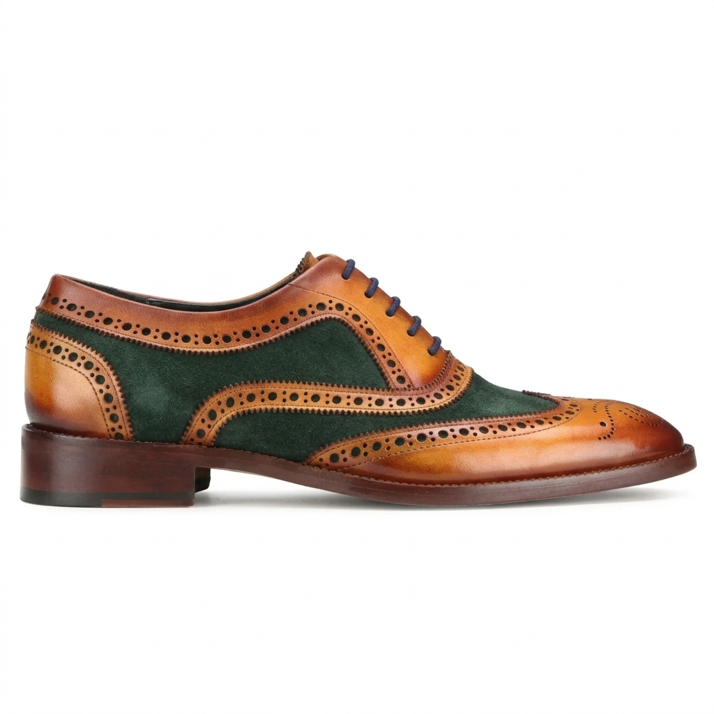 TanGreen Wingtip London Brogues