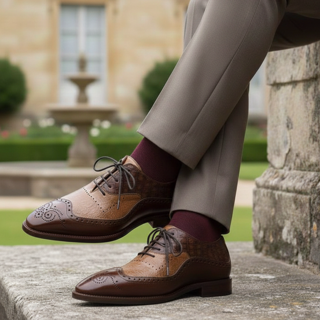 The Cabot Tripple Textured Oxford In Brown Tan